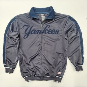 New York Yankees Track Jacket Mens‎ Medium Stitches Full Zip Blue MLB